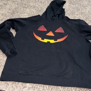 Halloween Pumpkin Face Black Pullover Hoodie Sweatshirt XL‎ Costume Orange